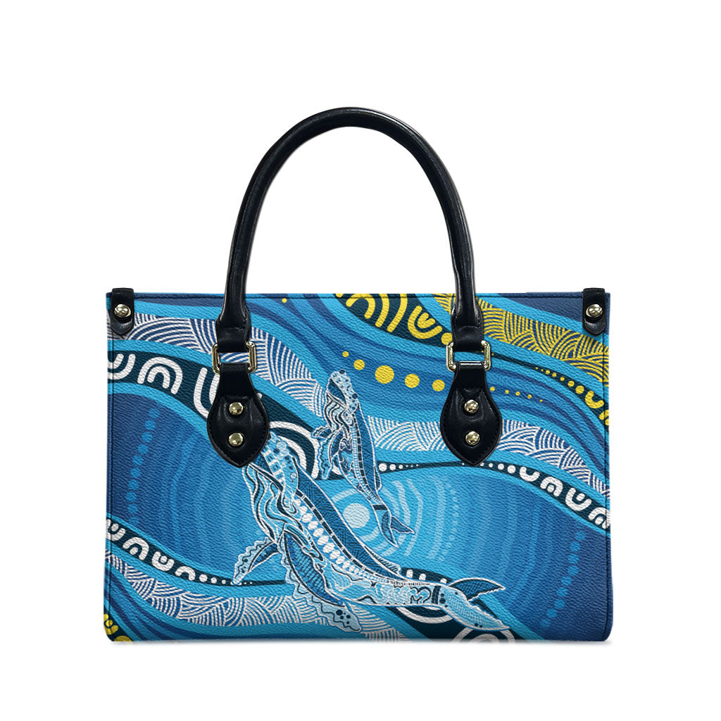 Aboriginal Ocean Whale Leather Bag Dot Art Dreamtime Style