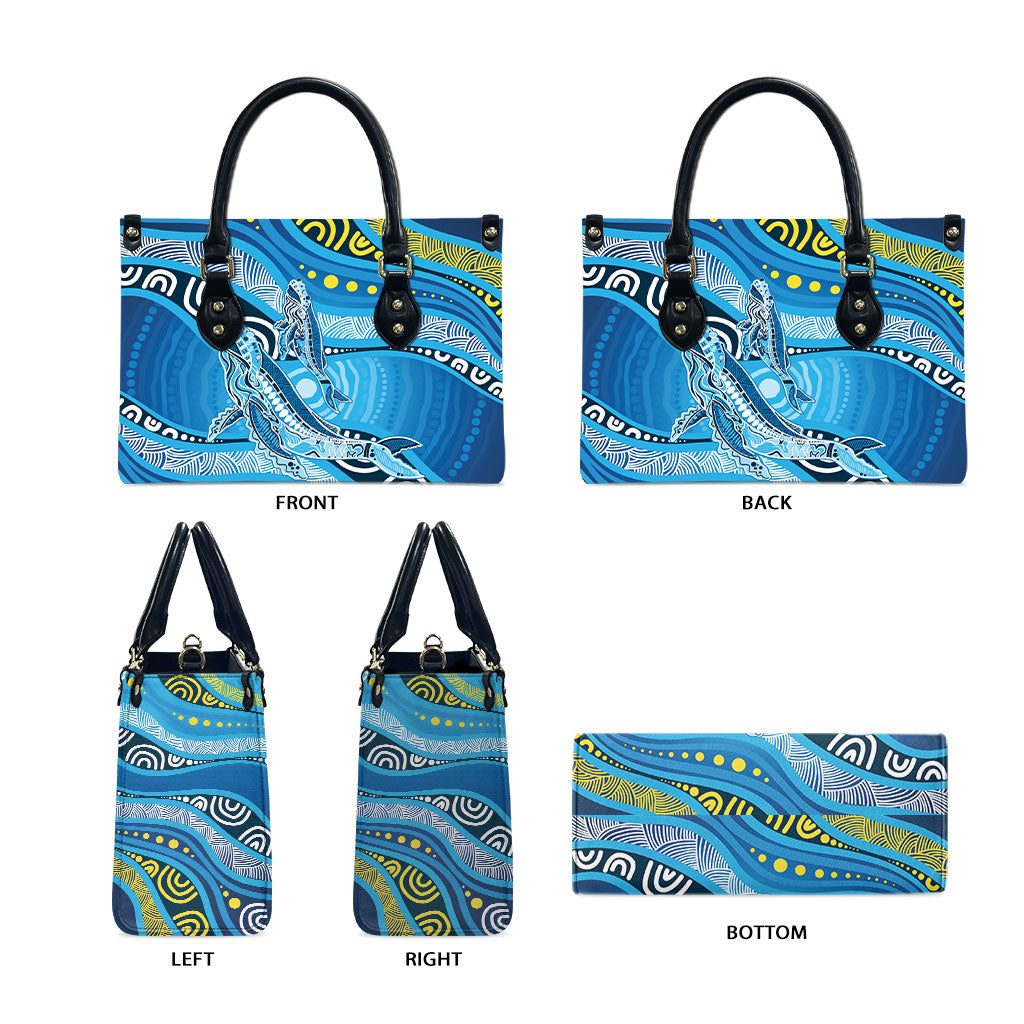 Aboriginal Ocean Whale Leather Bag Dot Art Dreamtime Style