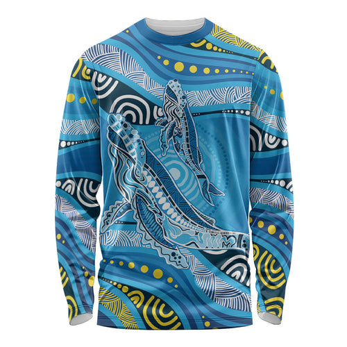 Aboriginal Ocean Whale Long Sleeve Shirt Dot Art Dreamtime Style