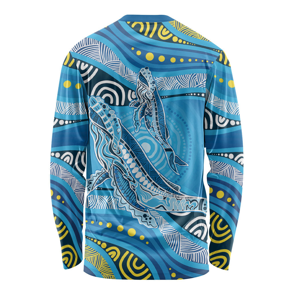 Aboriginal Ocean Whale Long Sleeve Shirt Dot Art Dreamtime Style