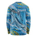 Aboriginal Ocean Whale Long Sleeve Shirt Dot Art Dreamtime Style