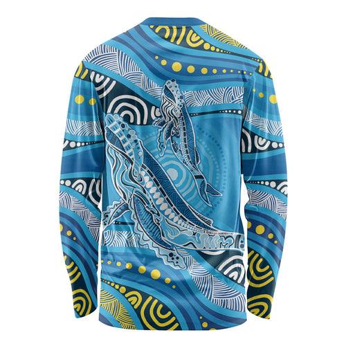 Aboriginal Ocean Whale Long Sleeve Shirt Dot Art Dreamtime Style