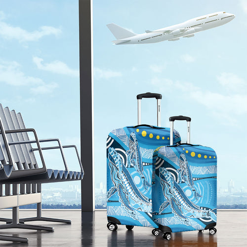 Aboriginal Ocean Whale Luggage Cover Dot Art Dreamtime Style