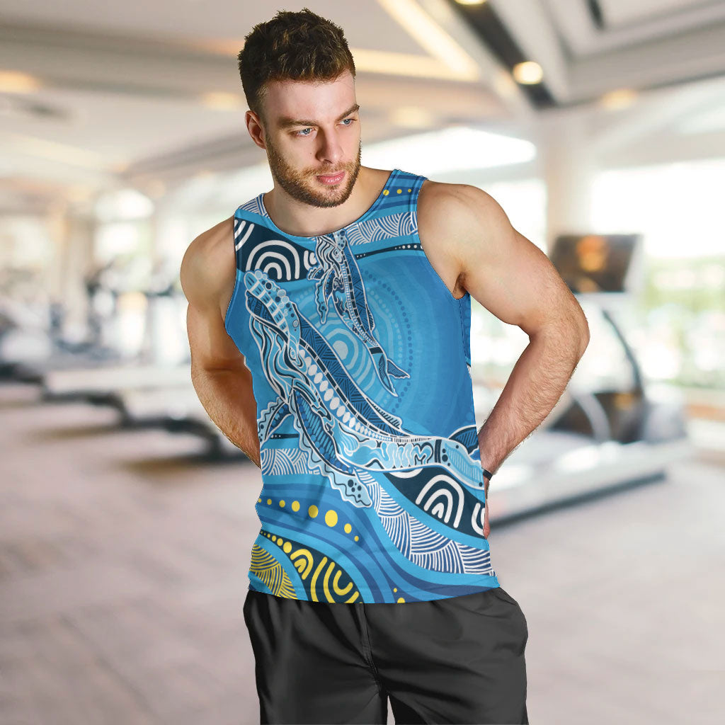 Aboriginal Ocean Whale Men Tank Top Dot Art Dreamtime Style