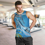 Aboriginal Ocean Whale Men Tank Top Dot Art Dreamtime Style