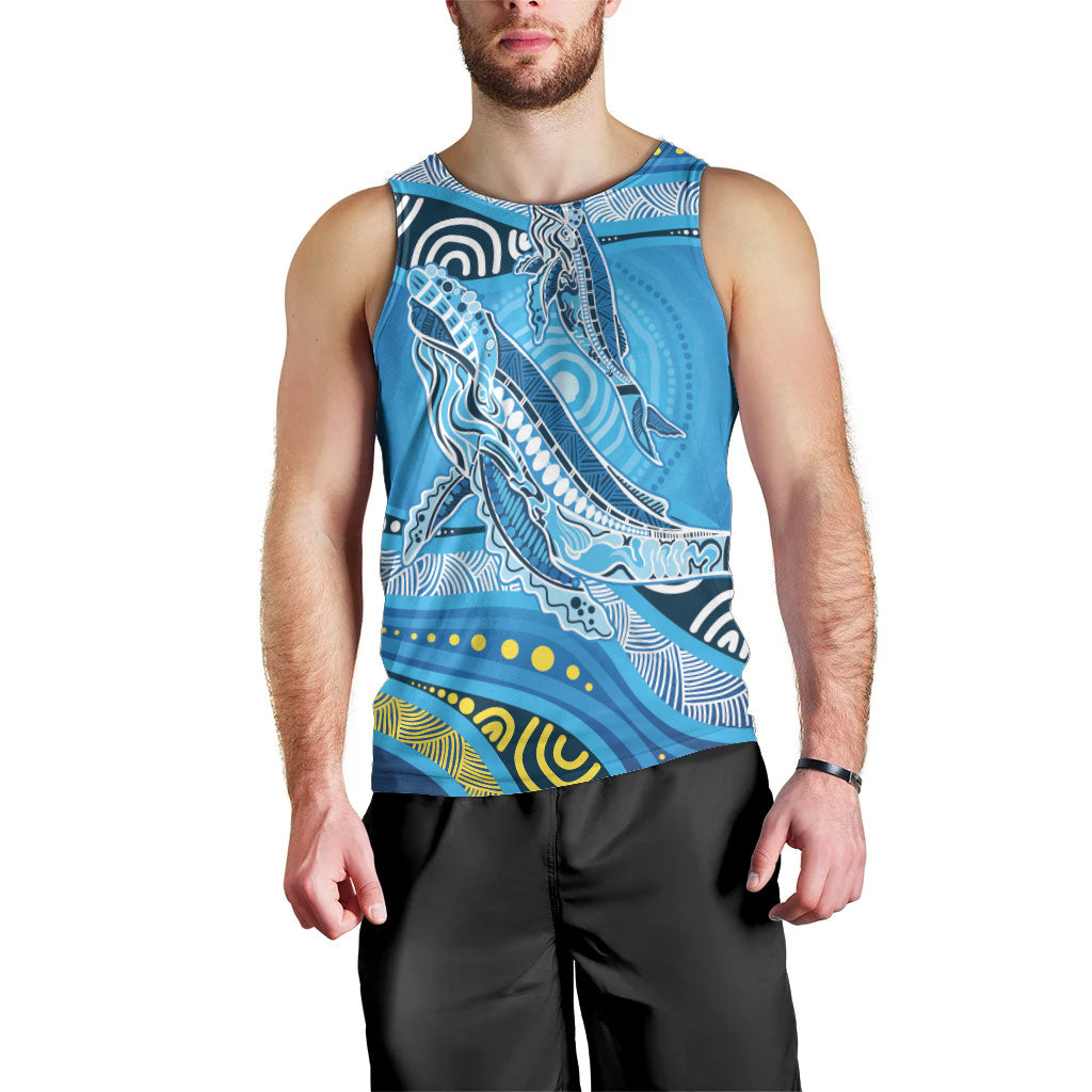 Aboriginal Ocean Whale Men Tank Top Dot Art Dreamtime Style