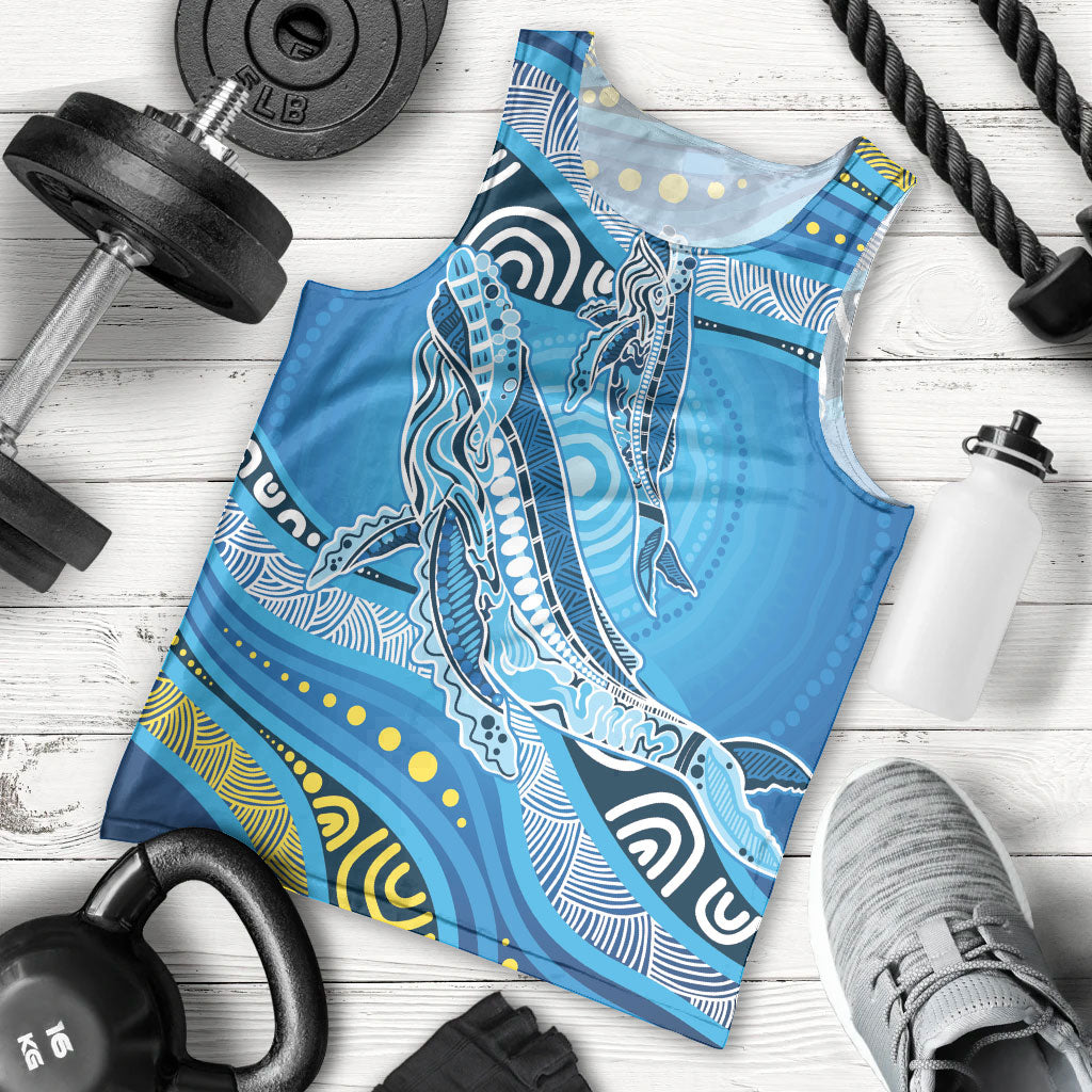 Aboriginal Ocean Whale Men Tank Top Dot Art Dreamtime Style