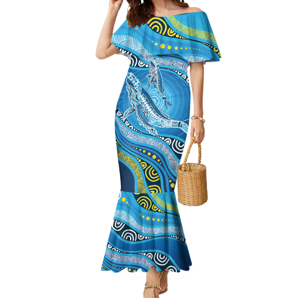 Aboriginal Ocean Whale Mermaid Dress Dot Art Dreamtime Style