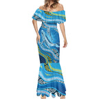 Aboriginal Ocean Whale Mermaid Dress Dot Art Dreamtime Style