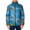 Aboriginal Ocean Whale Padded Jacket Dot Art Dreamtime Style