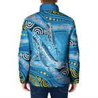 Aboriginal Ocean Whale Padded Jacket Dot Art Dreamtime Style