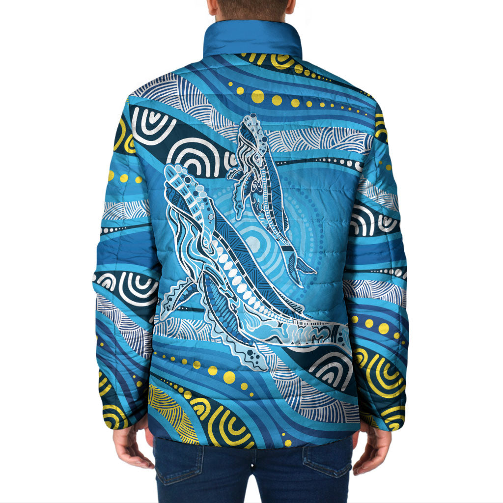 Aboriginal Ocean Whale Padded Jacket Dot Art Dreamtime Style