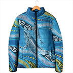 Aboriginal Ocean Whale Padded Jacket Dot Art Dreamtime Style