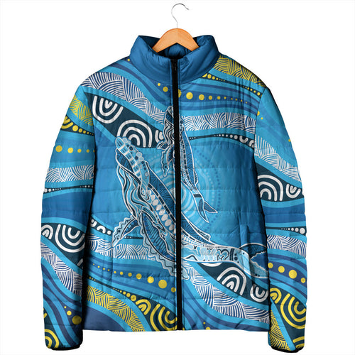Aboriginal Ocean Whale Padded Jacket Dot Art Dreamtime Style