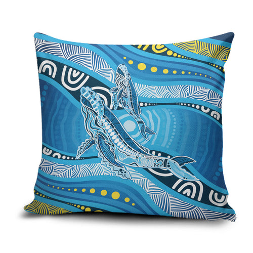 Aboriginal Ocean Whale Pillow Cover Dot Art Dreamtime Style