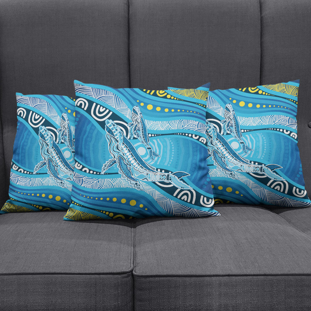 Aboriginal Ocean Whale Pillow Cover Dot Art Dreamtime Style