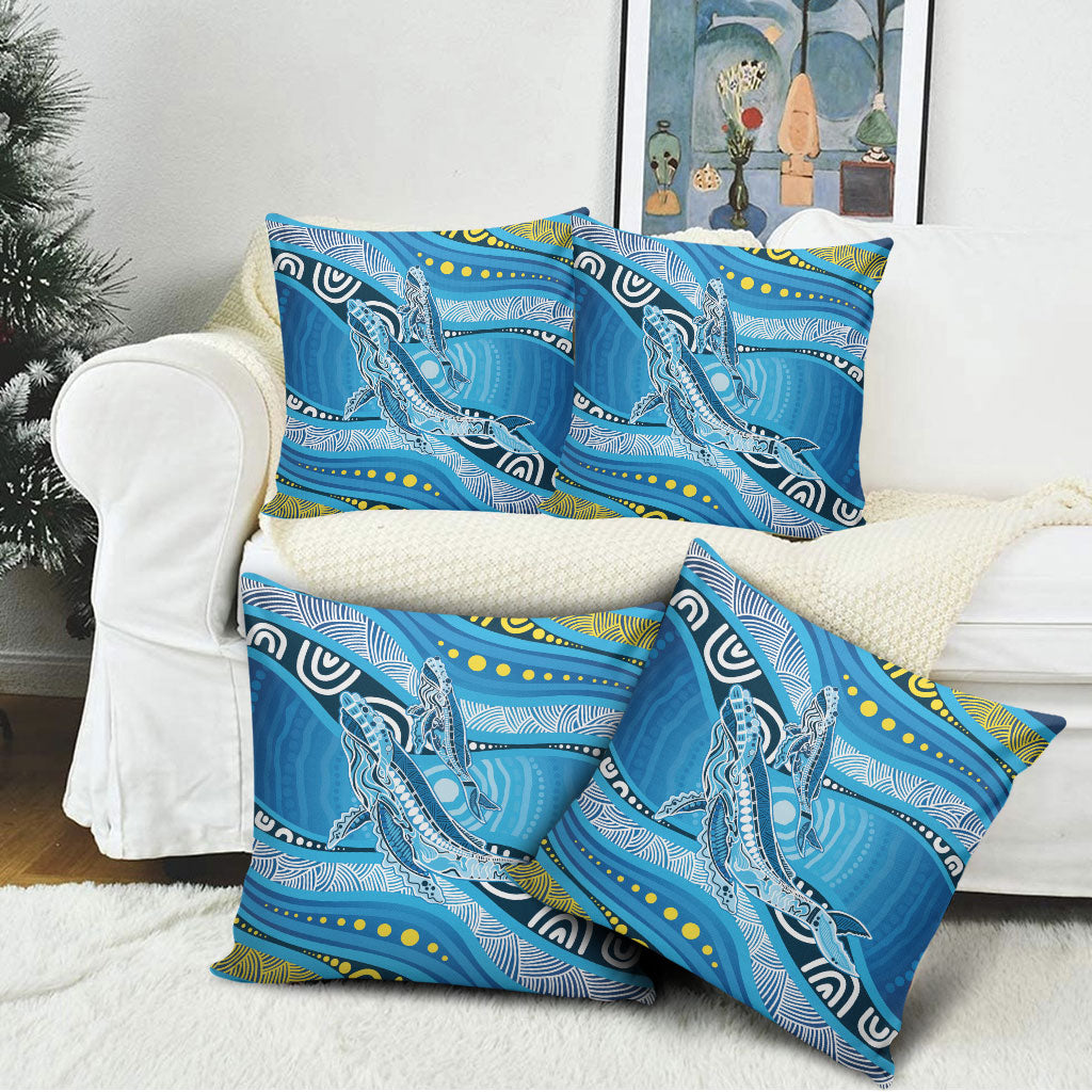 Aboriginal Ocean Whale Pillow Cover Dot Art Dreamtime Style