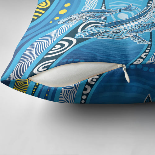 Aboriginal Ocean Whale Pillow Cover Dot Art Dreamtime Style
