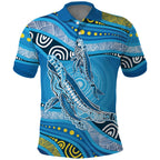 Aboriginal Ocean Whale Polo Shirt Dot Art Dreamtime Style
