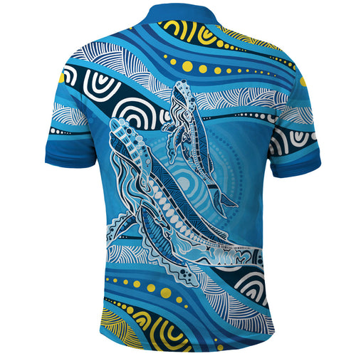 Aboriginal Ocean Whale Polo Shirt Dot Art Dreamtime Style