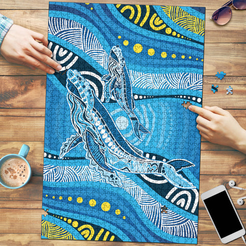 Aboriginal Ocean Whale Puzzle Dot Art Dreamtime Style