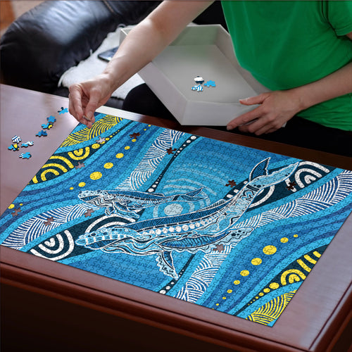 Aboriginal Ocean Whale Puzzle Dot Art Dreamtime Style