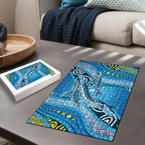 Aboriginal Ocean Whale Puzzle Dot Art Dreamtime Style