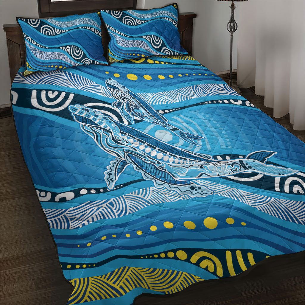 Aboriginal Ocean Whale Quilt Bed Set Dot Art Dreamtime Style