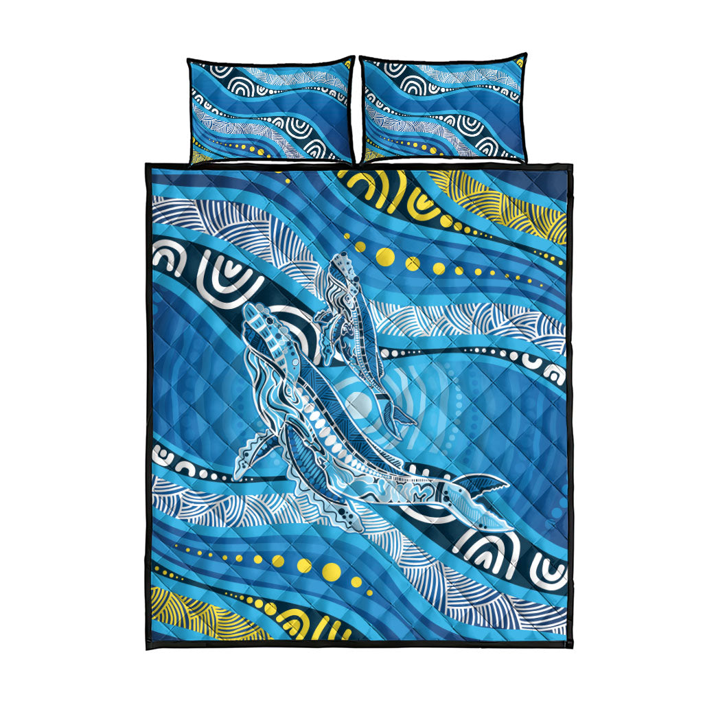 Aboriginal Ocean Whale Quilt Bed Set Dot Art Dreamtime Style