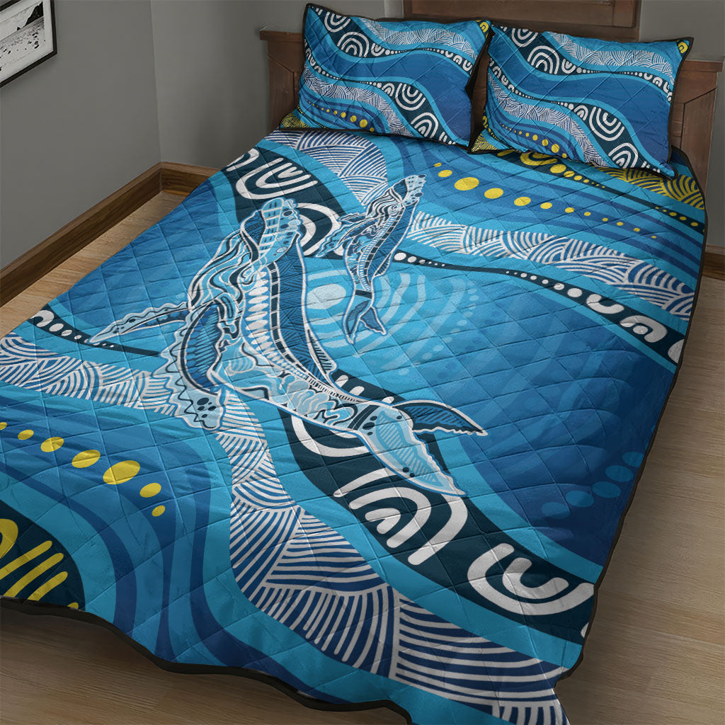 Aboriginal Ocean Whale Quilt Bed Set Dot Art Dreamtime Style