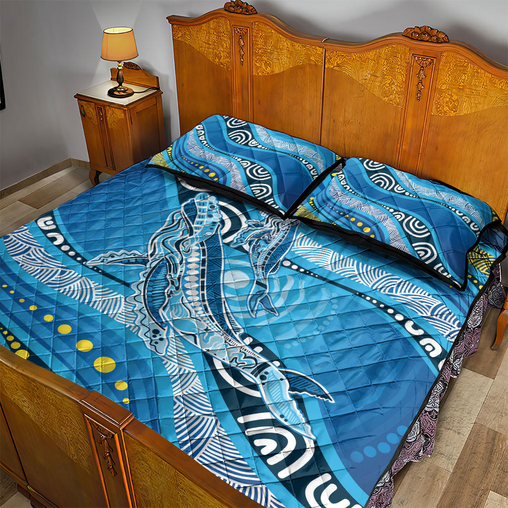 Aboriginal Ocean Whale Quilt Bed Set Dot Art Dreamtime Style