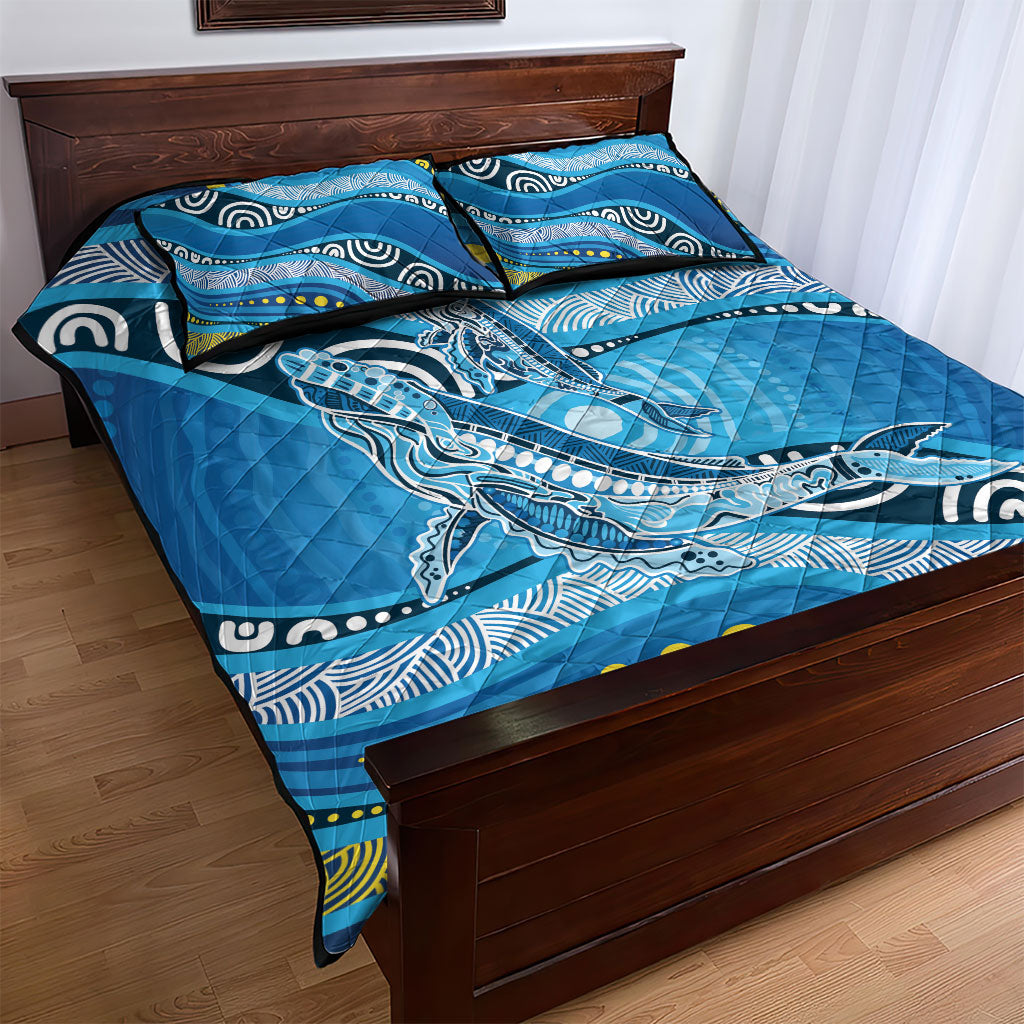 Aboriginal Ocean Whale Quilt Bed Set Dot Art Dreamtime Style