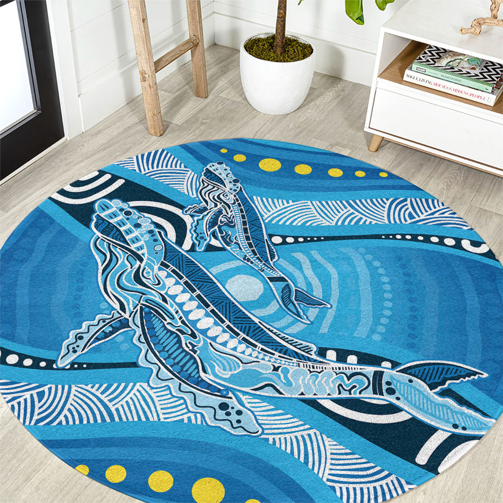 Aboriginal Ocean Whale Round Carpet Dot Art Dreamtime Style