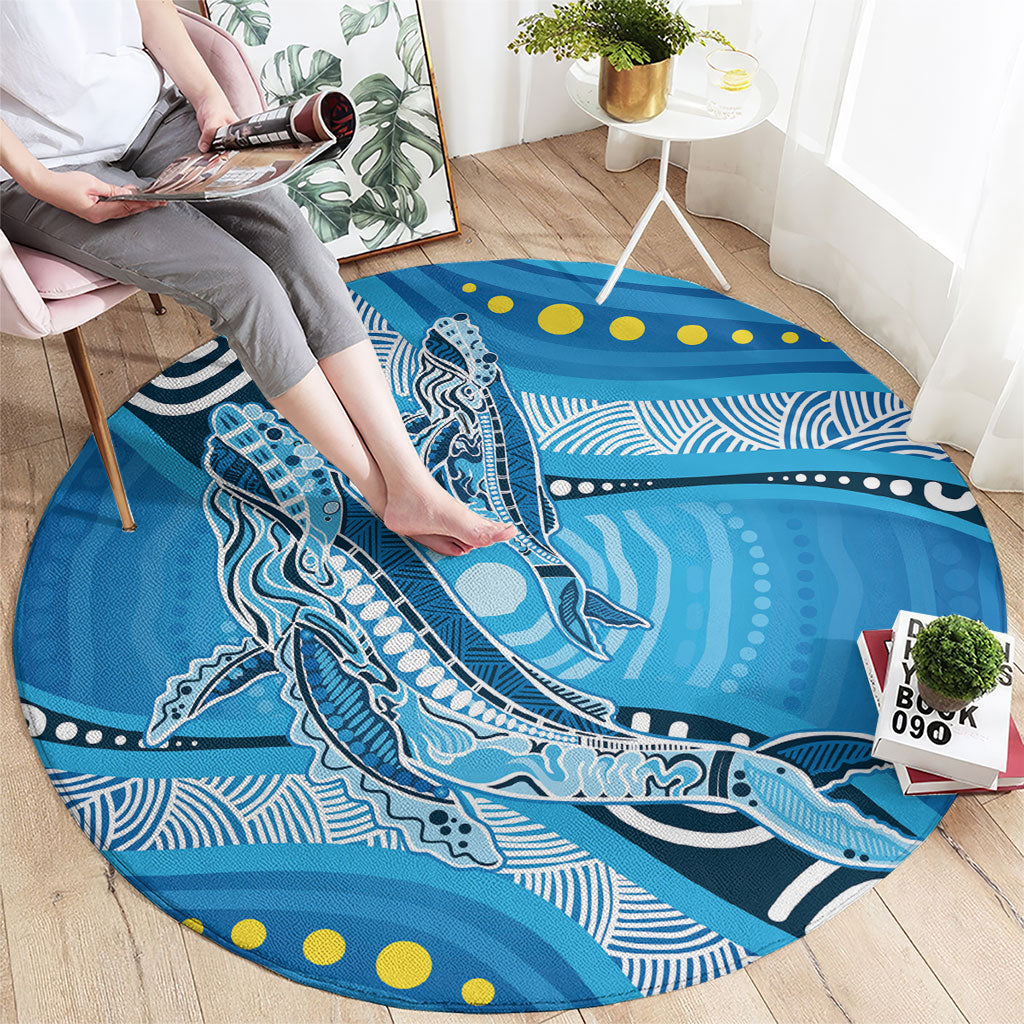 Aboriginal Ocean Whale Round Carpet Dot Art Dreamtime Style