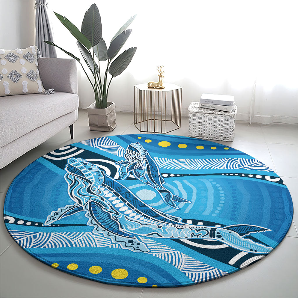 Aboriginal Ocean Whale Round Carpet Dot Art Dreamtime Style