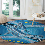 Aboriginal Ocean Whale Round Carpet Dot Art Dreamtime Style