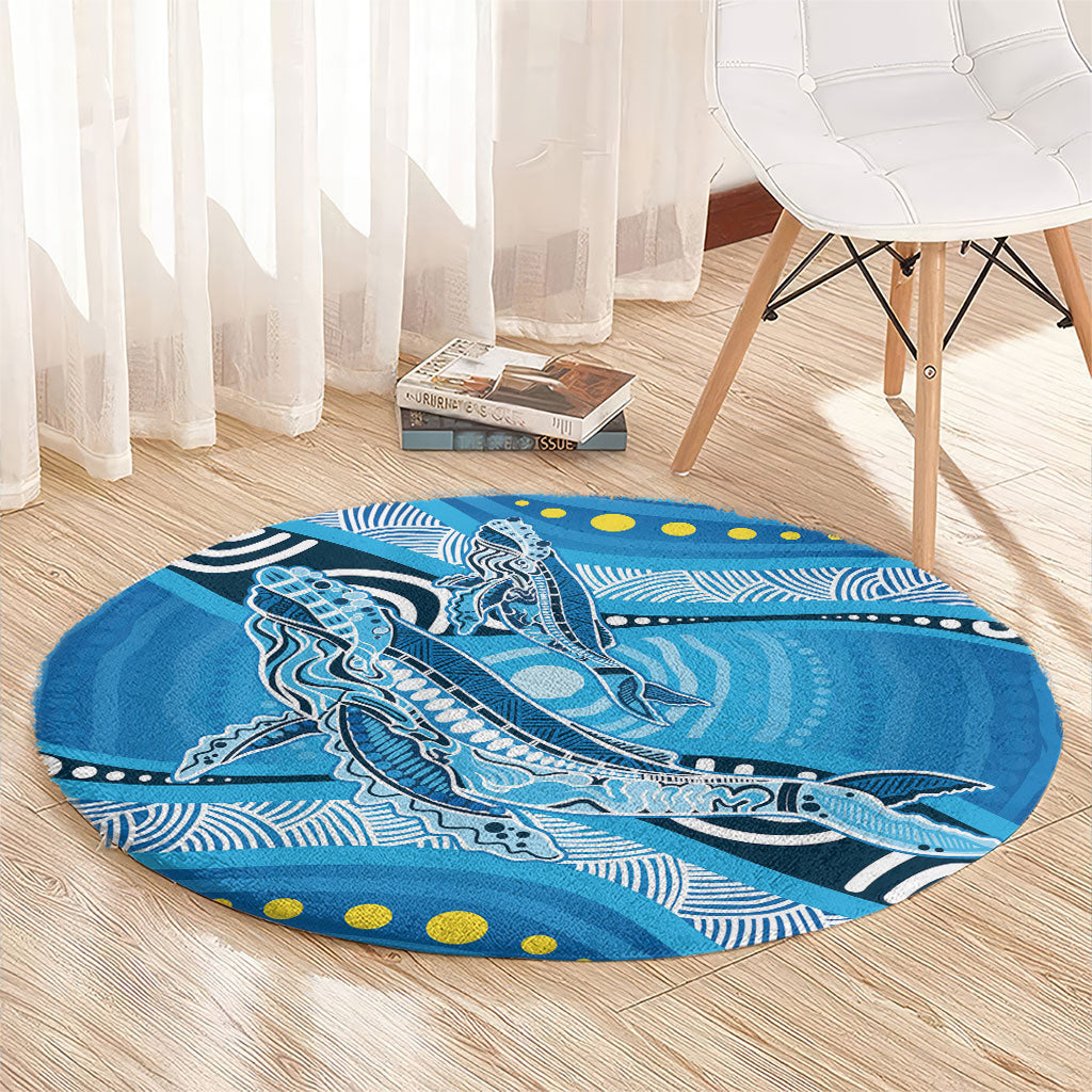 Aboriginal Ocean Whale Round Carpet Dot Art Dreamtime Style
