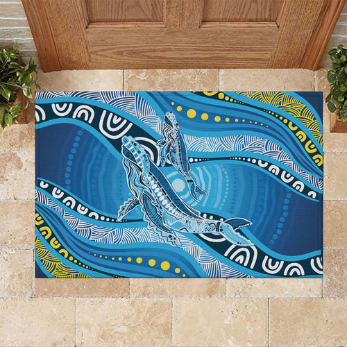 Aboriginal Ocean Whale Rubber Doormat Dot Art Dreamtime Style
