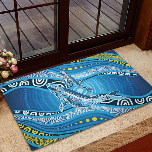 Aboriginal Ocean Whale Rubber Doormat Dot Art Dreamtime Style