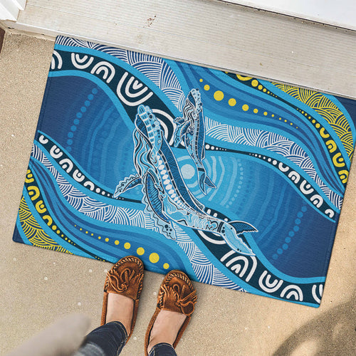 Aboriginal Ocean Whale Rubber Doormat Dot Art Dreamtime Style