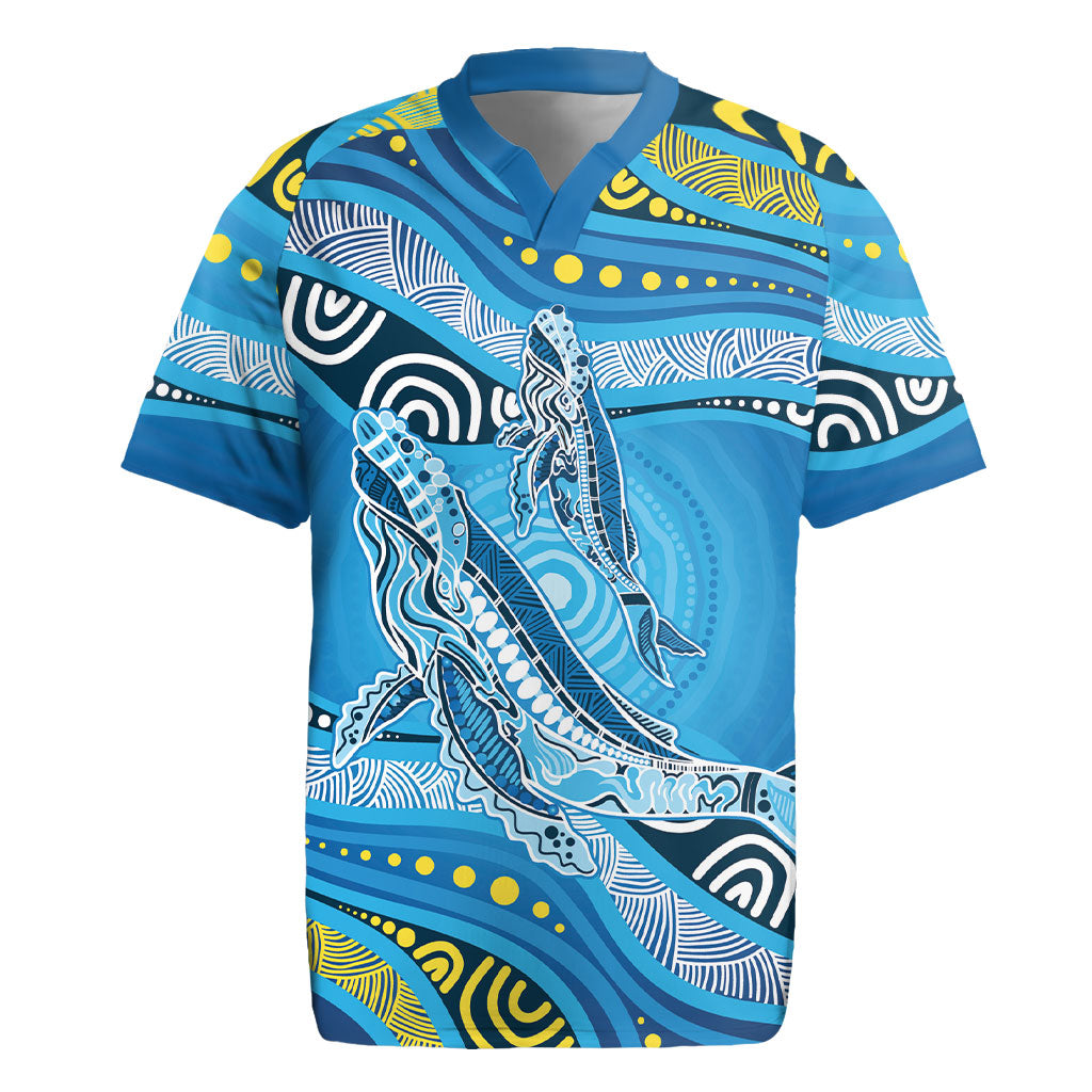 Aboriginal Ocean Whale Rugby Jersey Dot Art Dreamtime Style