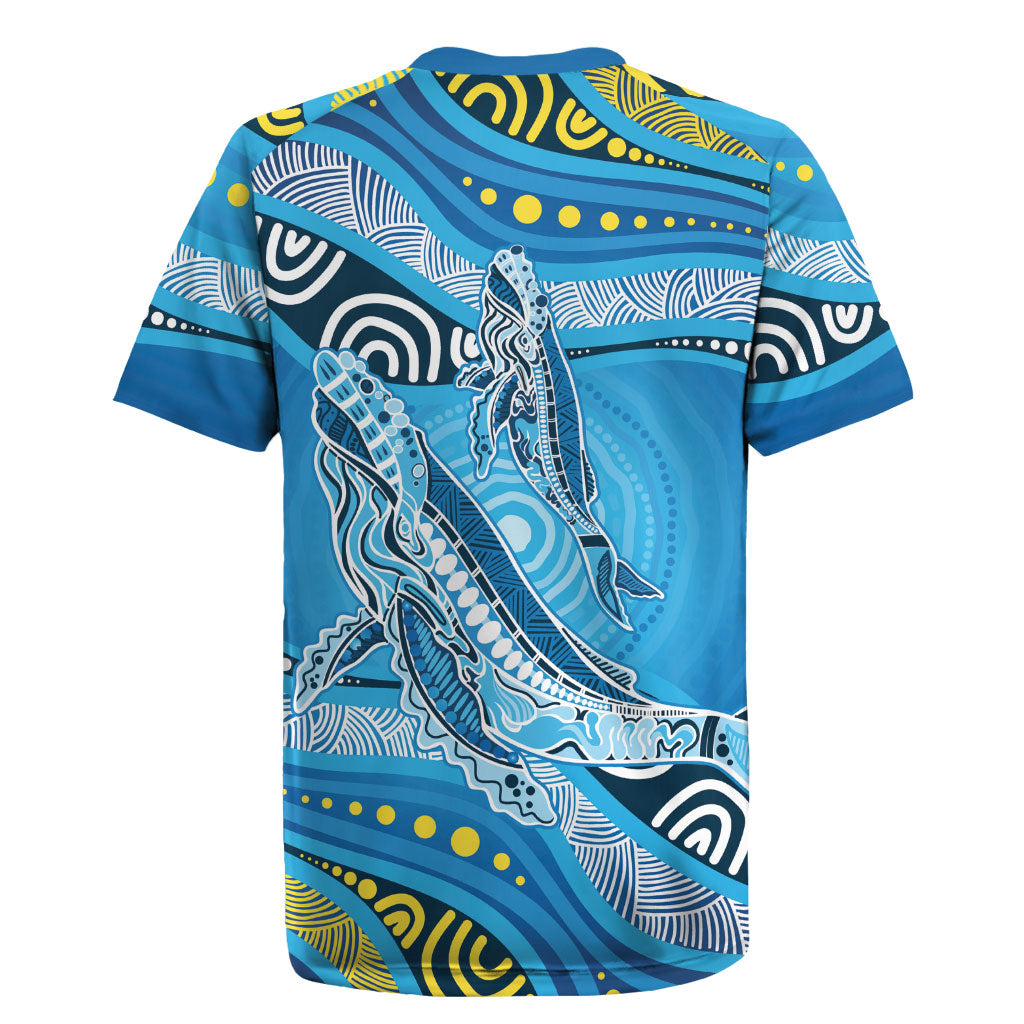 Aboriginal Ocean Whale Rugby Jersey Dot Art Dreamtime Style