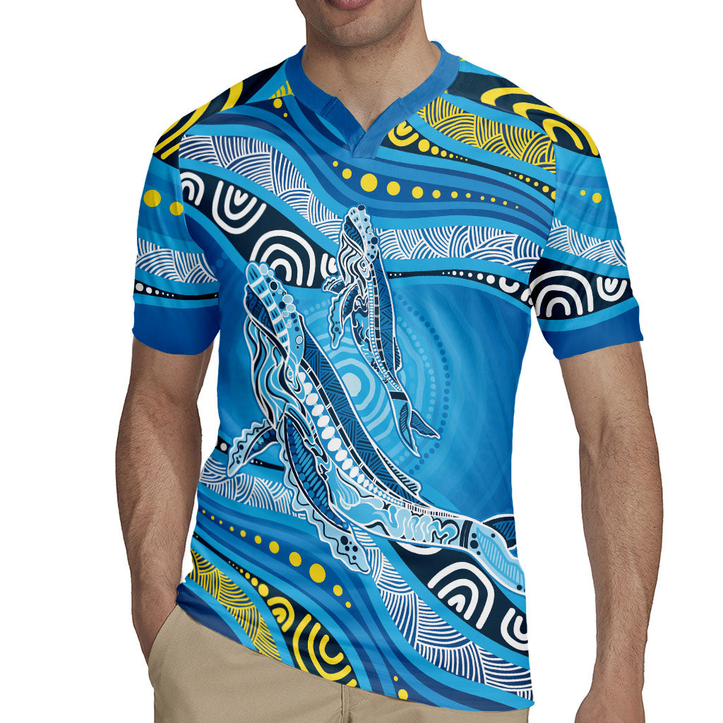 Aboriginal Ocean Whale Rugby Jersey Dot Art Dreamtime Style