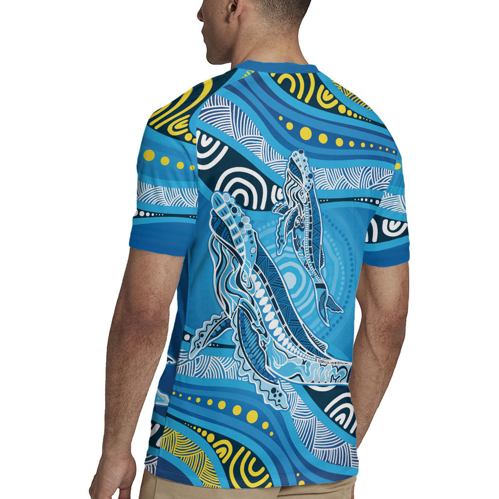 Aboriginal Ocean Whale Rugby Jersey Dot Art Dreamtime Style