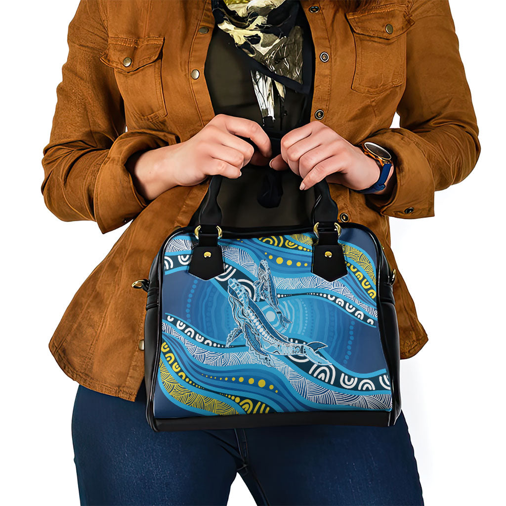 Aboriginal Ocean Whale Shoulder Handbag Dot Art Dreamtime Style