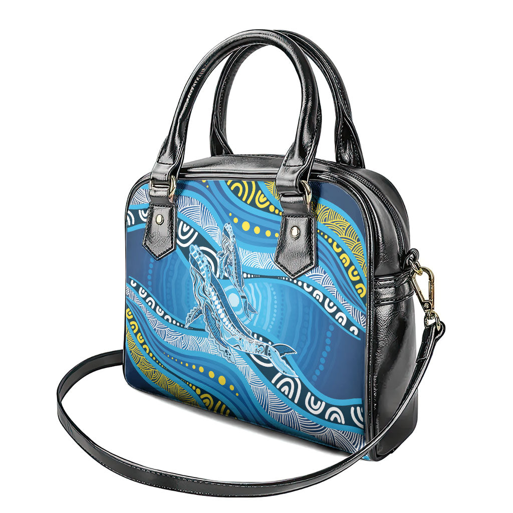 Aboriginal Ocean Whale Shoulder Handbag Dot Art Dreamtime Style