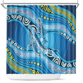 Aboriginal Ocean Whale Shower Curtain Dot Art Dreamtime Style