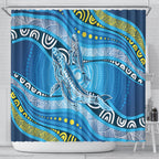 Aboriginal Ocean Whale Shower Curtain Dot Art Dreamtime Style