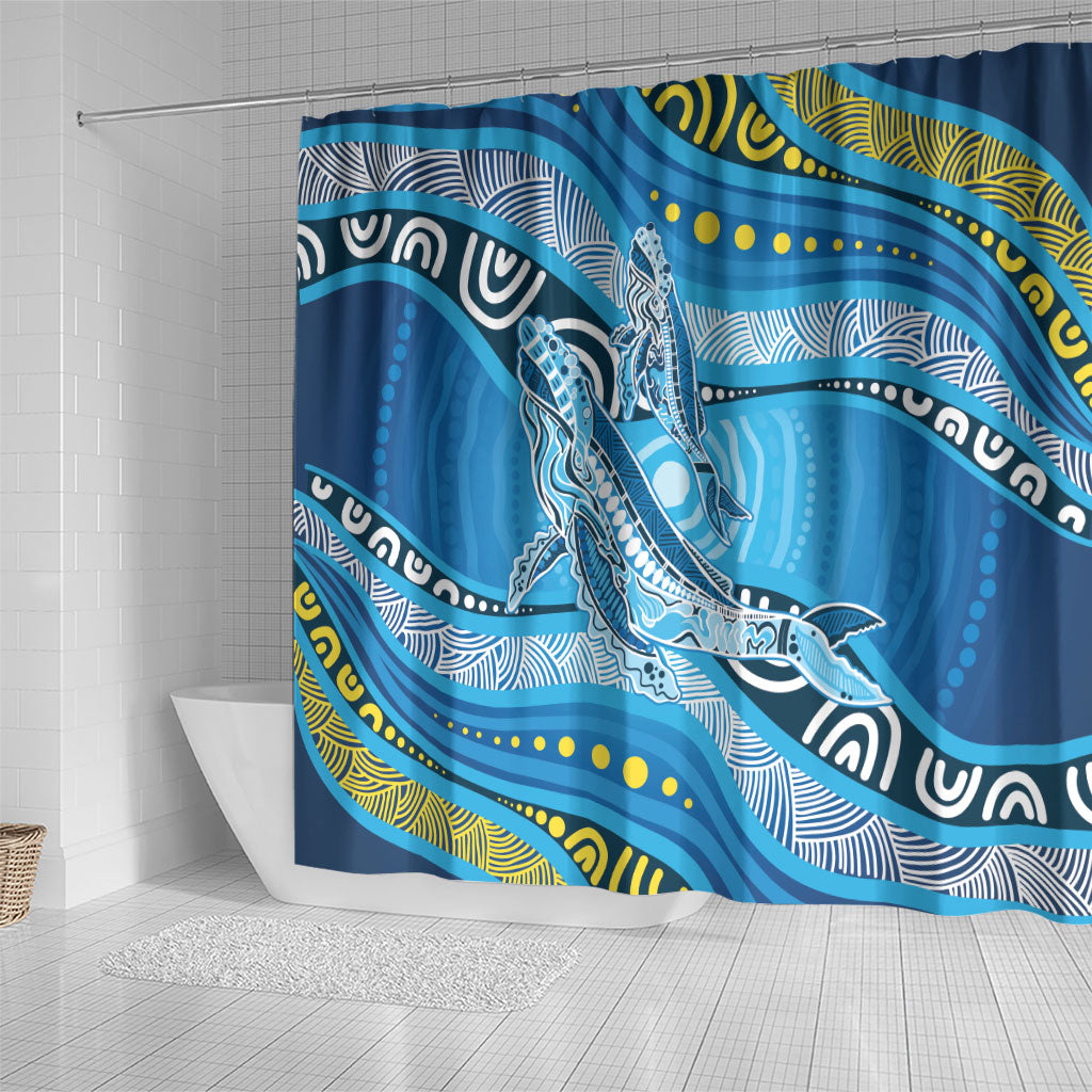 Aboriginal Ocean Whale Shower Curtain Dot Art Dreamtime Style