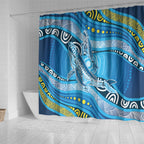 Aboriginal Ocean Whale Shower Curtain Dot Art Dreamtime Style